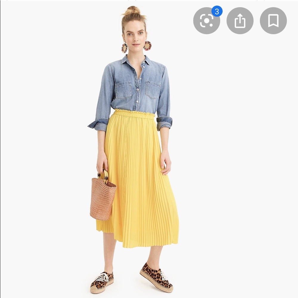 J Crew Pleated Yellow Midi Skirt XS
